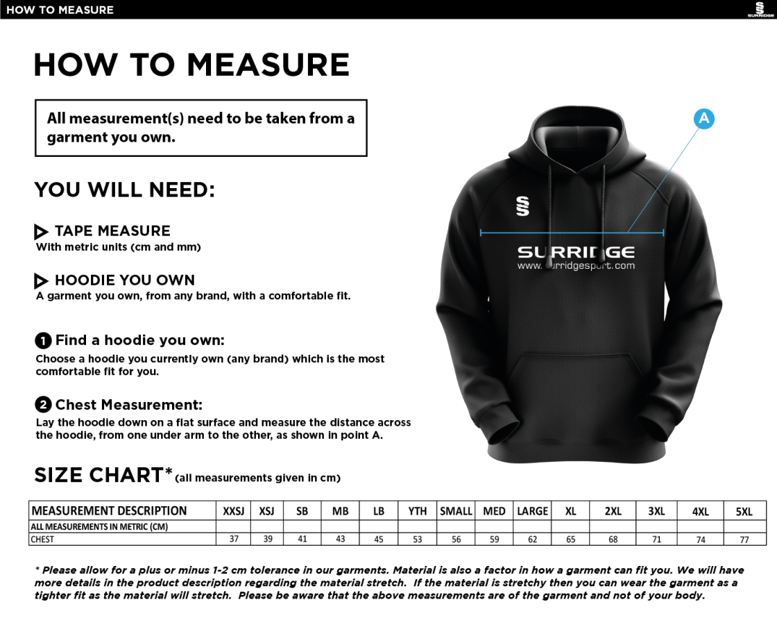 Swansea University - Fuse Hoody - Size Guide