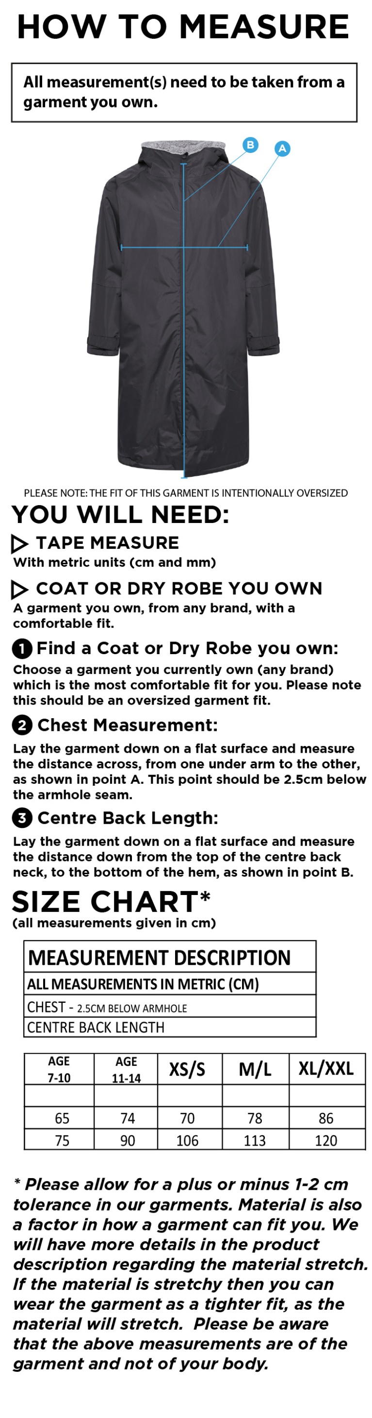 Swansea University Sport - Active Thermal Fleece Robe - Unisex Fit - Size Guide