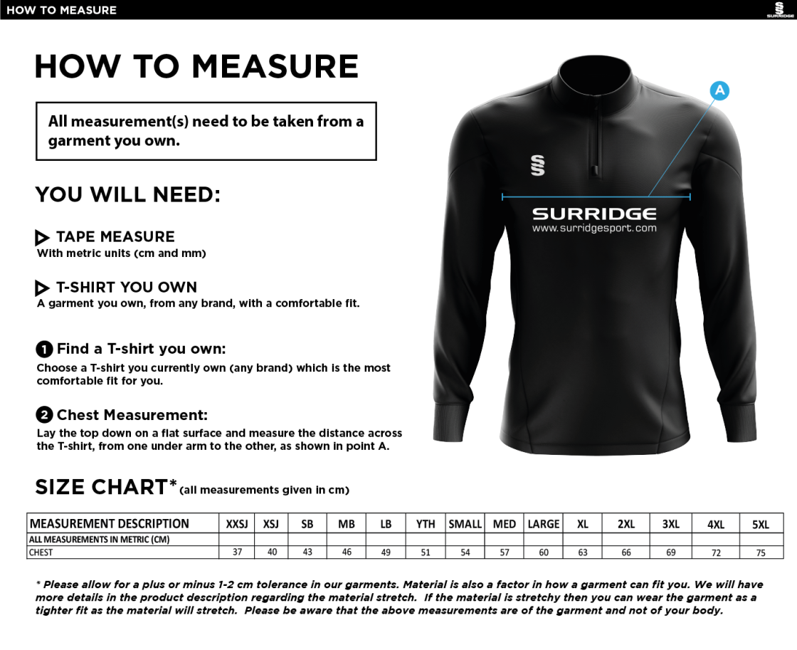 Swansea University - Camo Performance Top - Size Guide