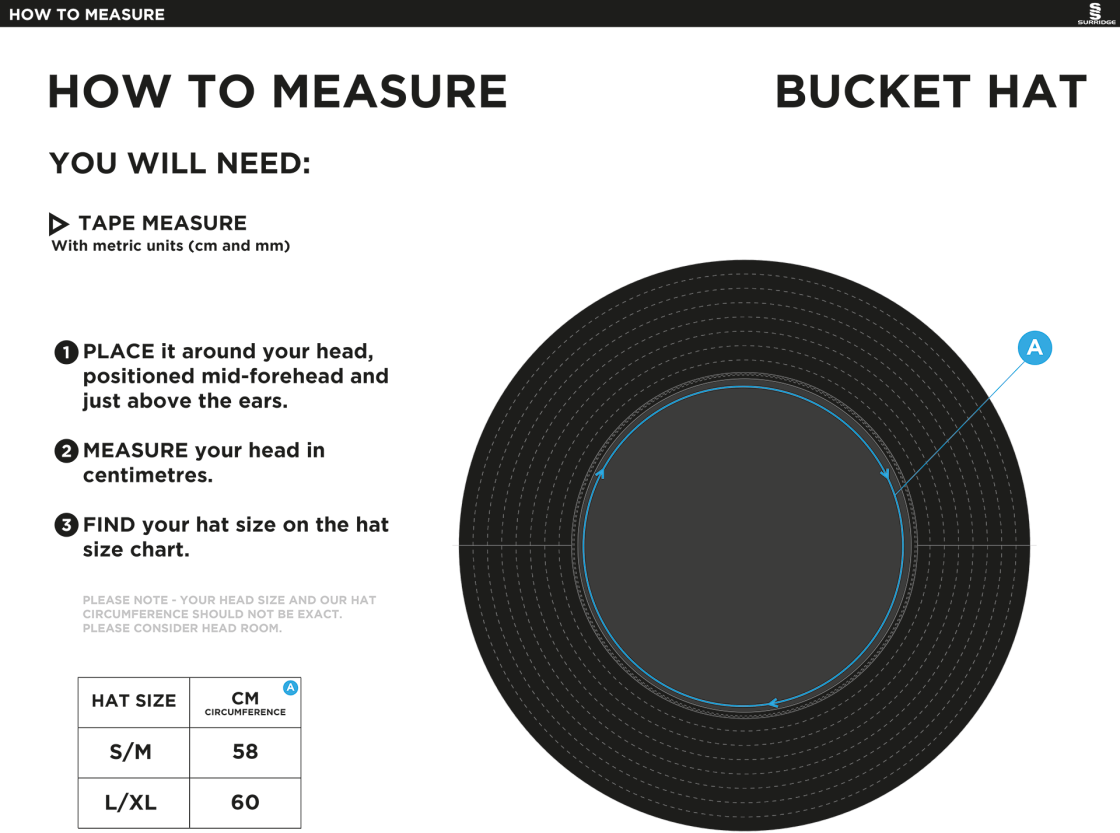 Swansea University Sport - Dual Bucket Hat - Size Guide